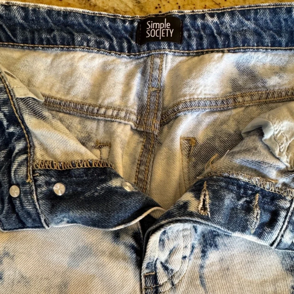 Simple Society Acid Wash‎ Bleach Tie Dye Mom Jeans Blue White Size 9/29 Cotton